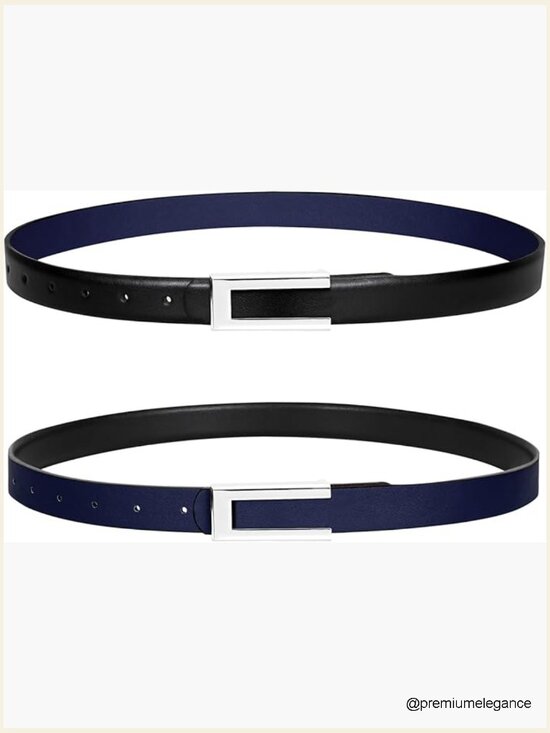 Skinny Faux Leather Belt with Gold Buckle, 0.9\